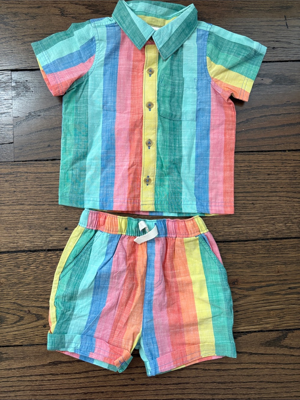 Kids Rainbow Stripe Short Matching Set - Multicolor Never Worn